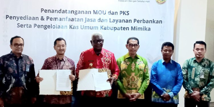 Teken MoU, Pemkab Mimika dan BRI Kerjasama Penyediaan Jasa dan Layanan Perbankan