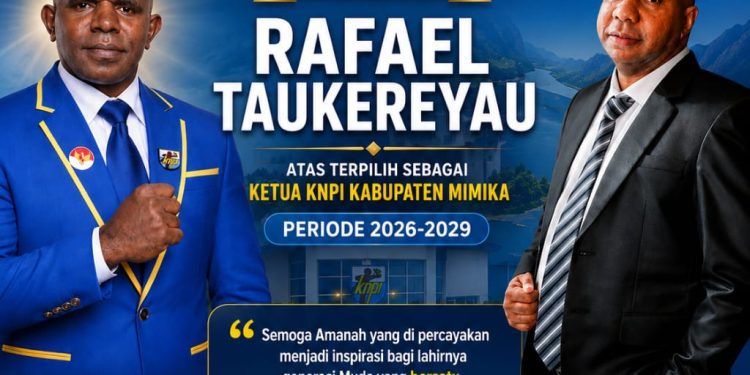 DPD KNPI Papua Tengah Ucapkan Selamat Atas Terpilihnya Rafael Taukereyau Sebagai Ketua KNPI Mimika Periode 2026–2029